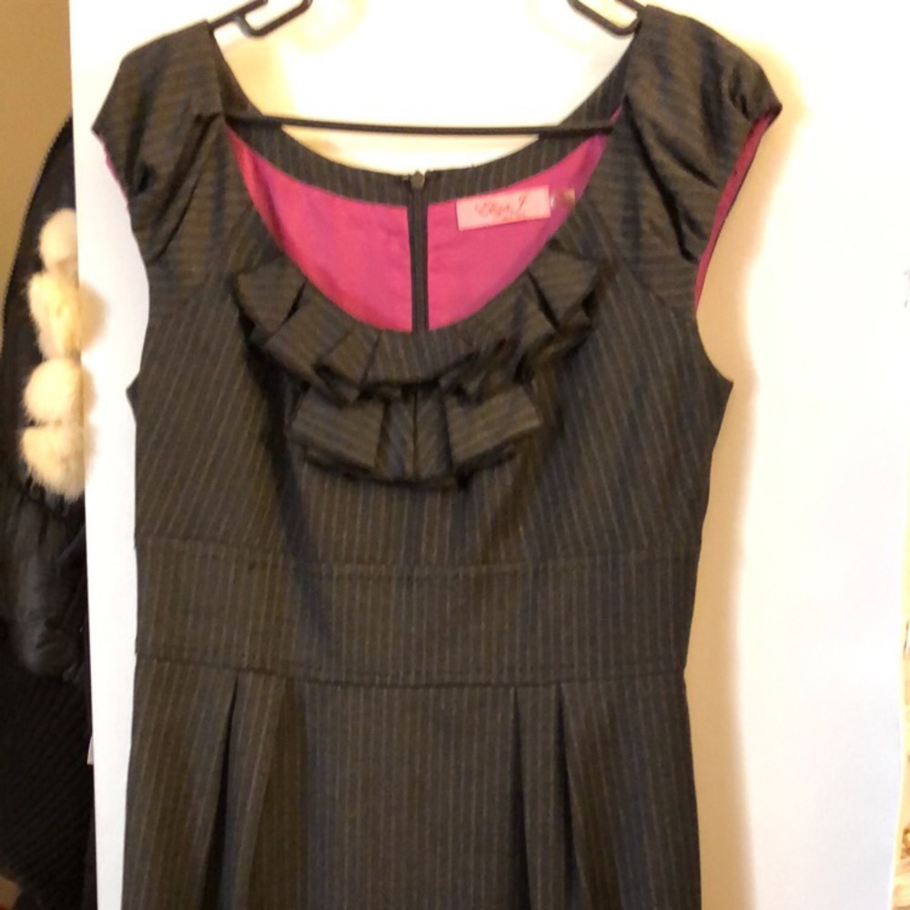 Gray pinstripe satin lined dress